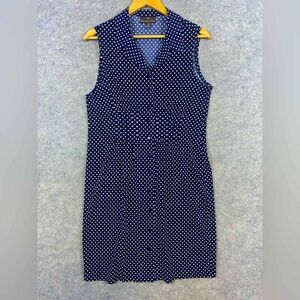 Navy Polka Dot Sleeveless Dress